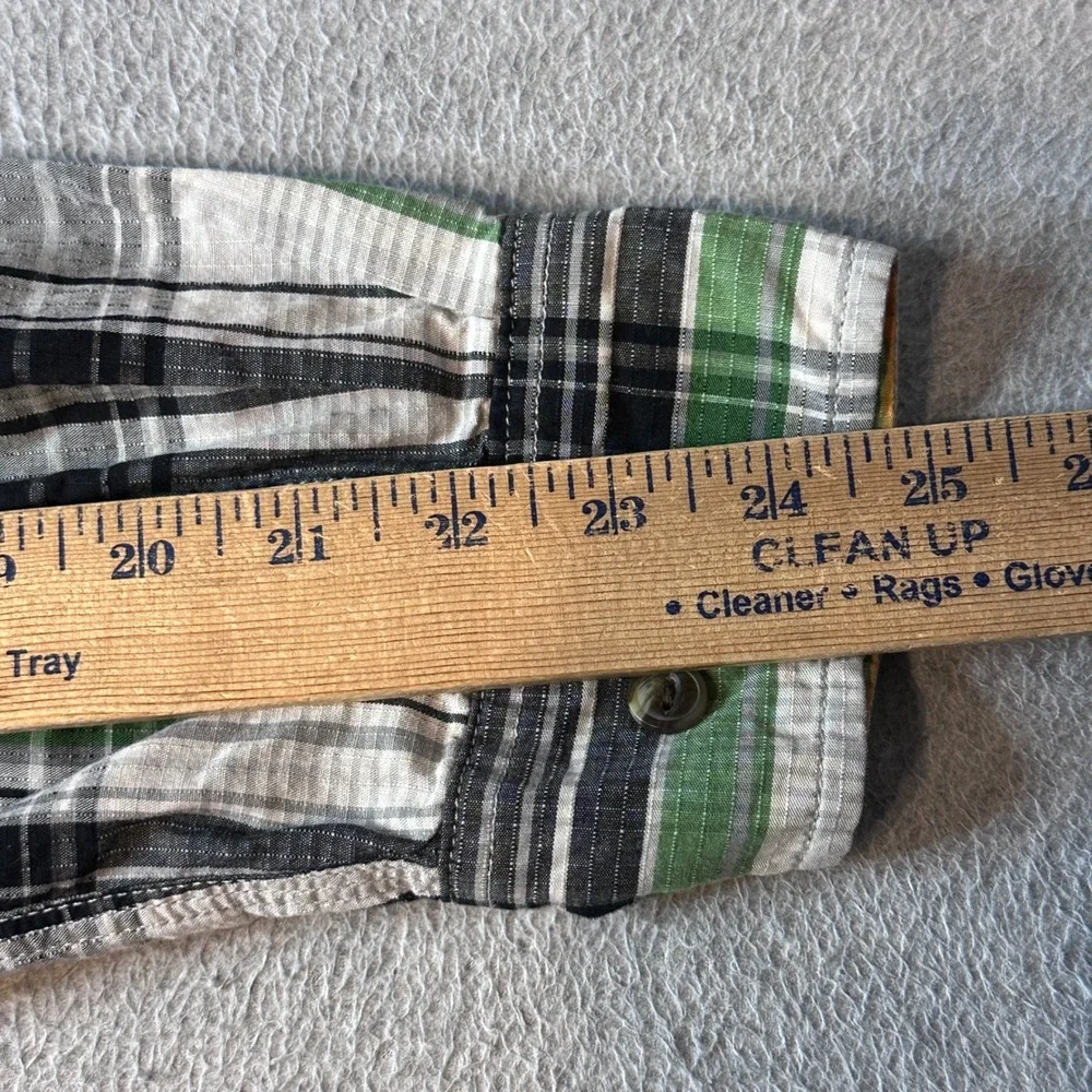 The North Face Shirt Mens L Green Plaid Long Sleeve Button Down Cotton Outdoor